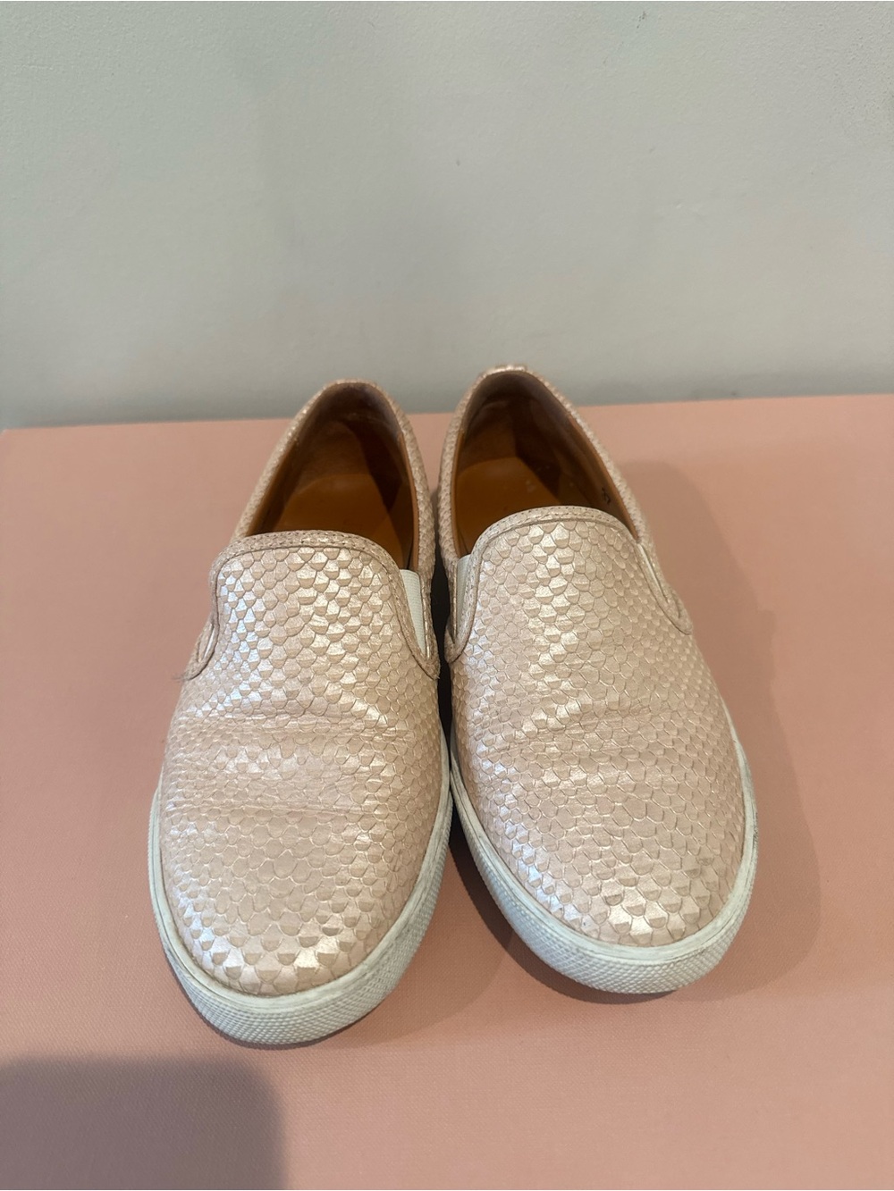 Jimmy Choo Slip-On Sneakers in Pale Pink Scale-Texture